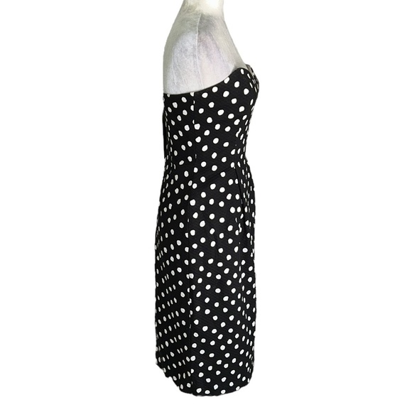 Lillie Rubin Vintage Strapless Black White Polka Dot Print Midi Pencil Dress 6 - Picture 6 of 12